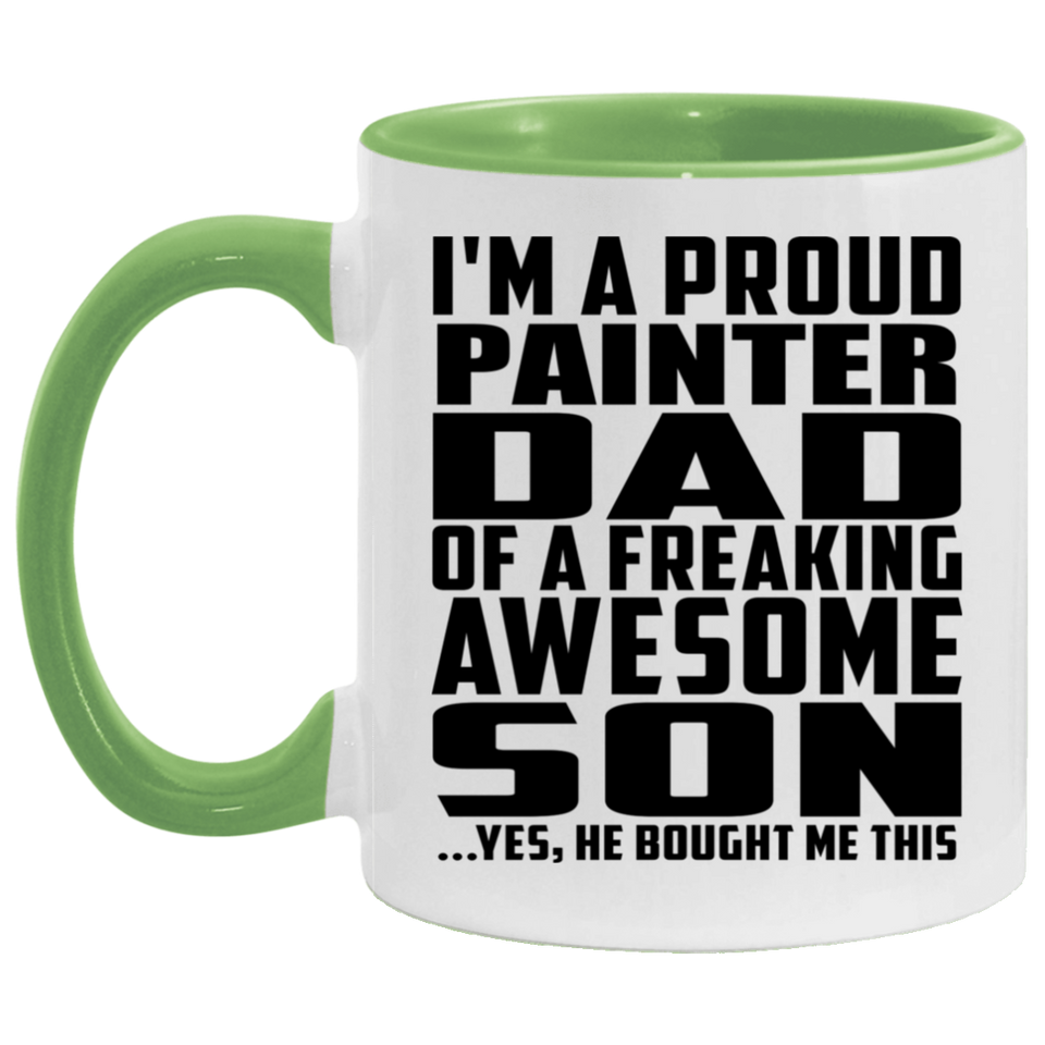 Proud Painter Dad Of Awesome Son - 11oz Accent Mug Green