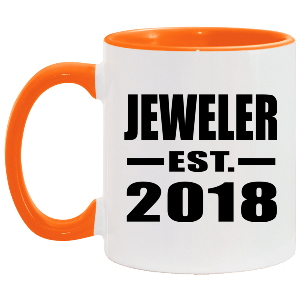 Jeweler Established EST. 2018 - 11oz Accent Mug Orange