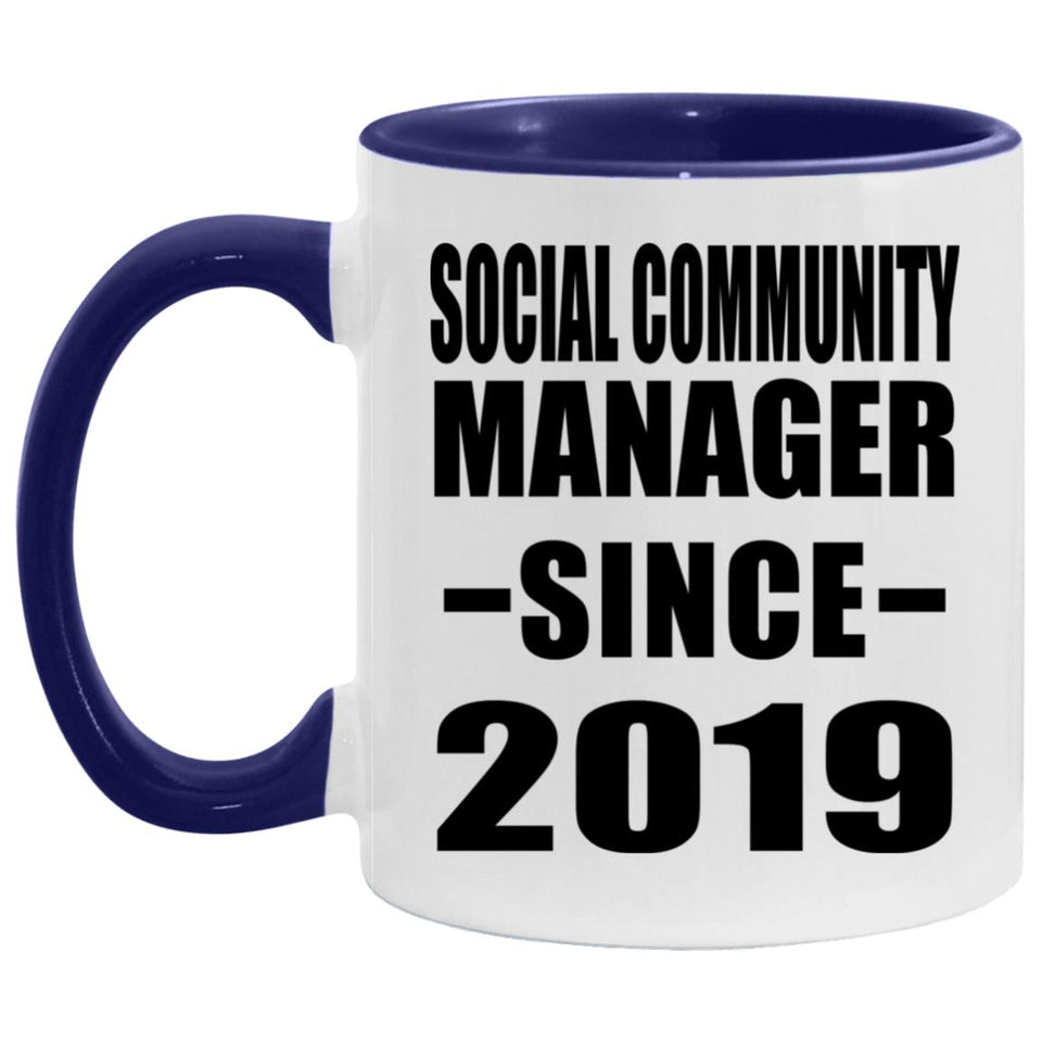 Social Community Manager Since 2019 - 11oz Accent Mug Purple