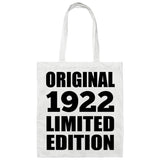 102nd Birthday Original 1922 Limited Edition - Tote Bag White