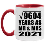 98th Anniversary Square Root of 9604 Years As Mr & Mrs 2021 - 11oz Accent Mug Red