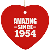 70th Birthday Amazing Since 1954 - Heart Ornament