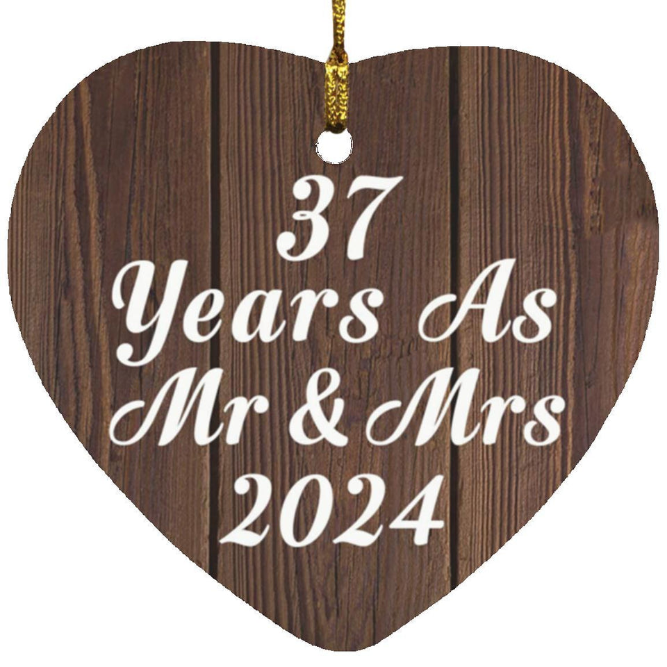 37th Anniversary 37 Years As Mr & Mrs 2024 - Heart Ornament D