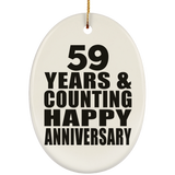 Happy 59th Anniversary 59 Years & Counting - Oval Ornament