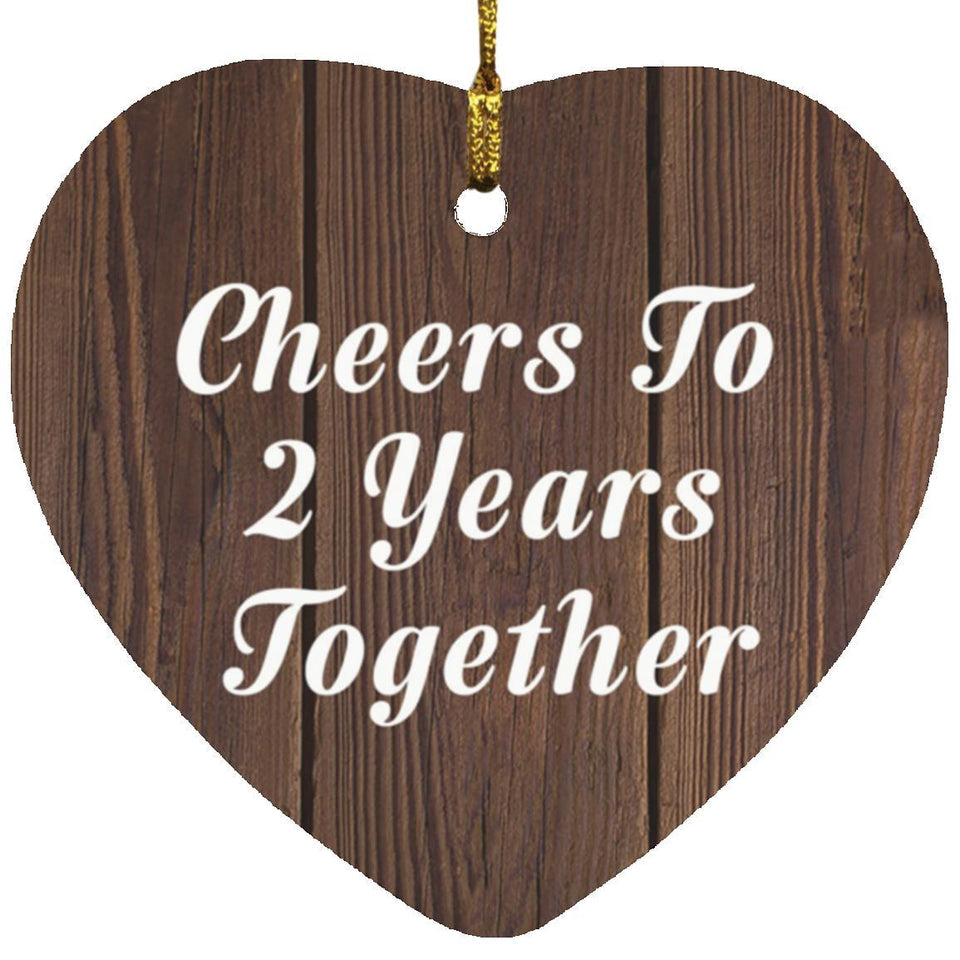 2nd Anniversary Cheers To 2 Years Together - Heart Ornament D
