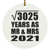 55th Anniversary Square Root of 3025 Years As Mr & Mrs 2021 - Circle Ornament
