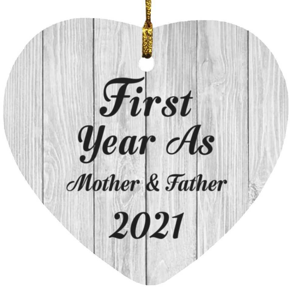 First Year As Mother & Father 2021 - Heart Ornament F