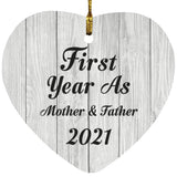 First Year As Mother & Father 2021 - Heart Ornament F