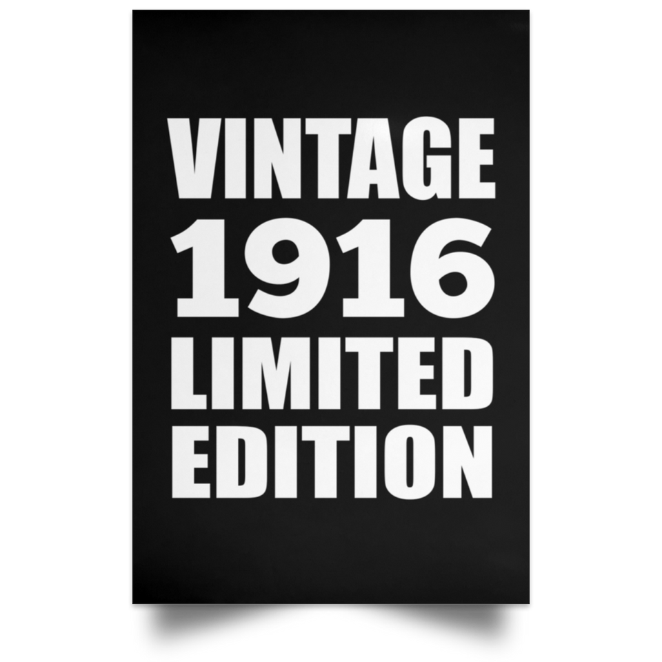 108th Birthday Vintage 1916 Limited Edition - Poster Portrait