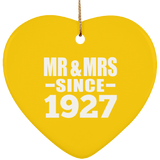 97th Anniversary Mr & Mrs Since 1927 - Heart Ornament