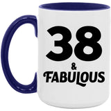 38th Birthday 38 & Fabulous - 15oz Accent Mug Purple
