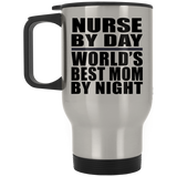 Nurse By Day World's Best Mom By Night - Silver Travel Mug