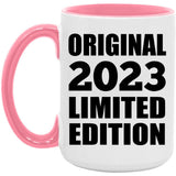 1st Birthday Original 2023 Limited Edition - 15oz Accent Mug Pink