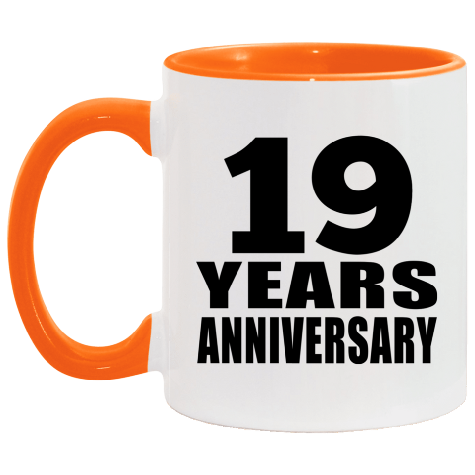 19th Anniversary 19 Years - 11oz Accent Mug Orange