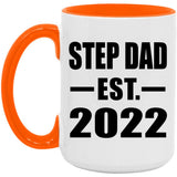 Step Dad Established EST. 2022 - 15oz Accent Mug Orange