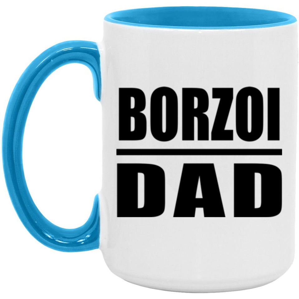 Borzoi Dad - 15oz Accent Mug Blue