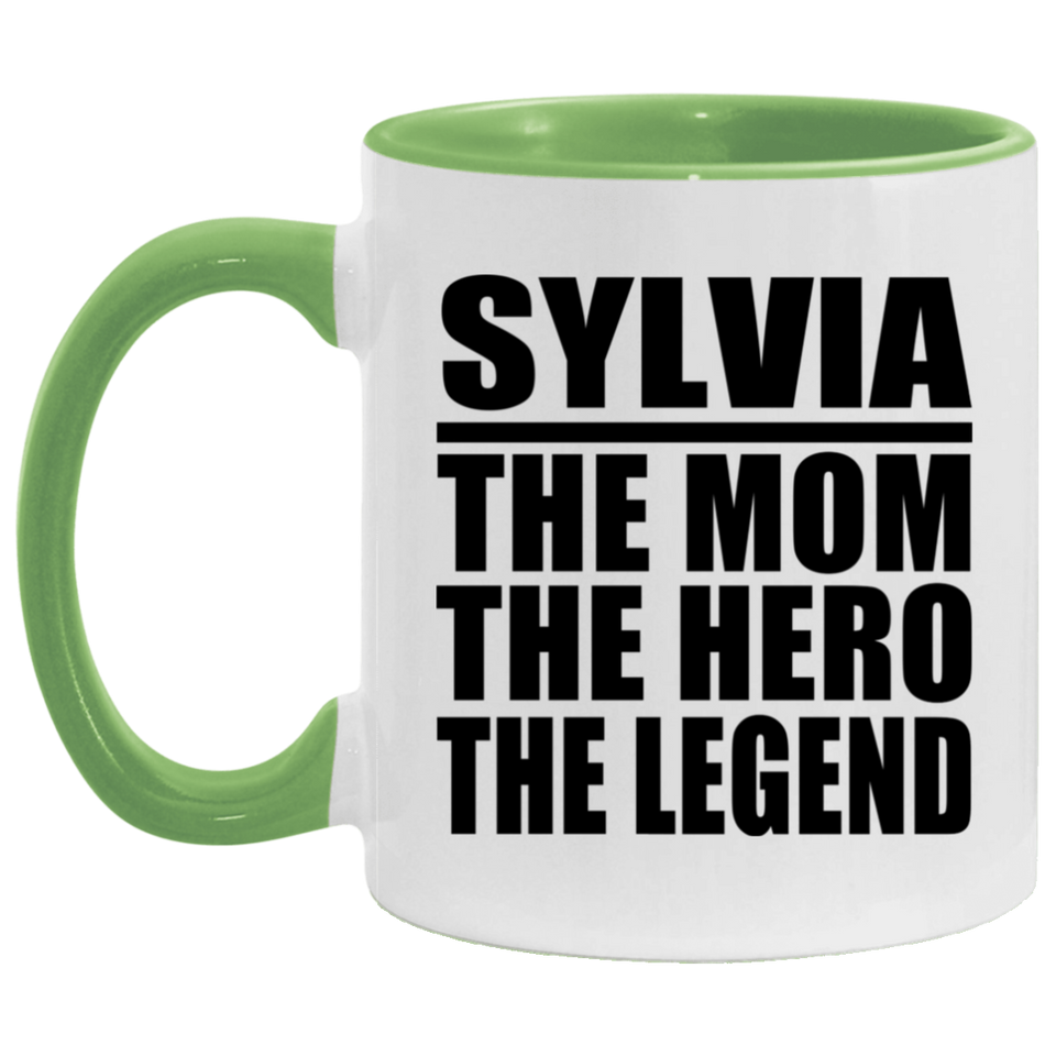 Sylvia The Mom The Hero The Legend - 11oz Accent Mug Green