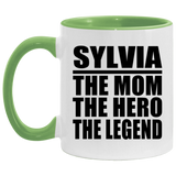 Sylvia The Mom The Hero The Legend - 11oz Accent Mug Green