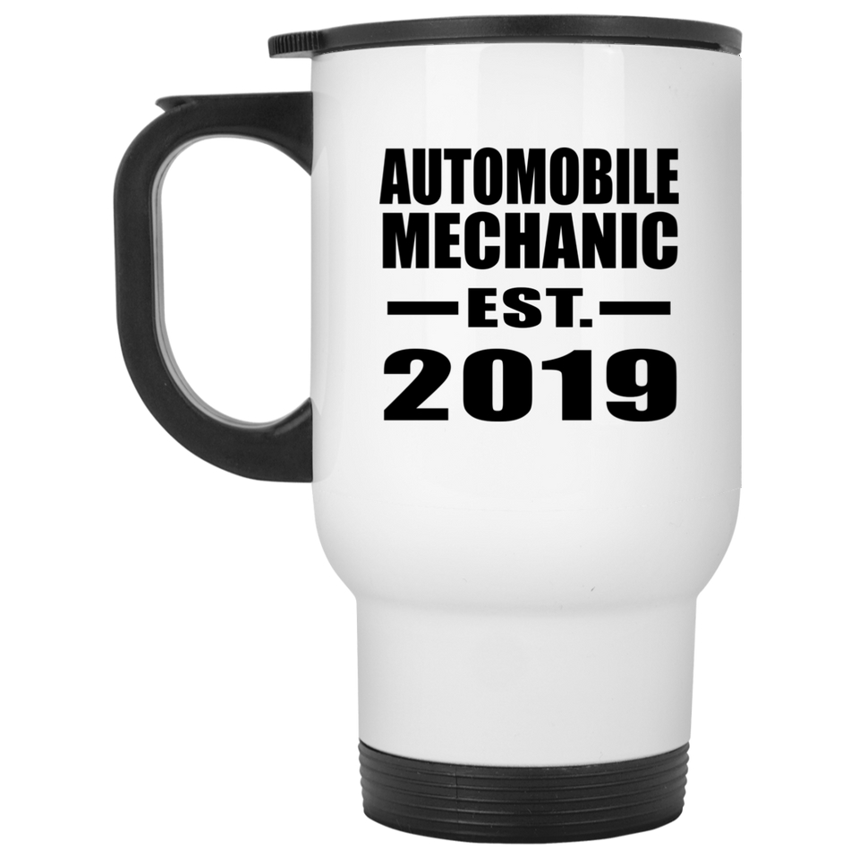 Automobile Mechanic Established EST. 2019 - White Travel Mug