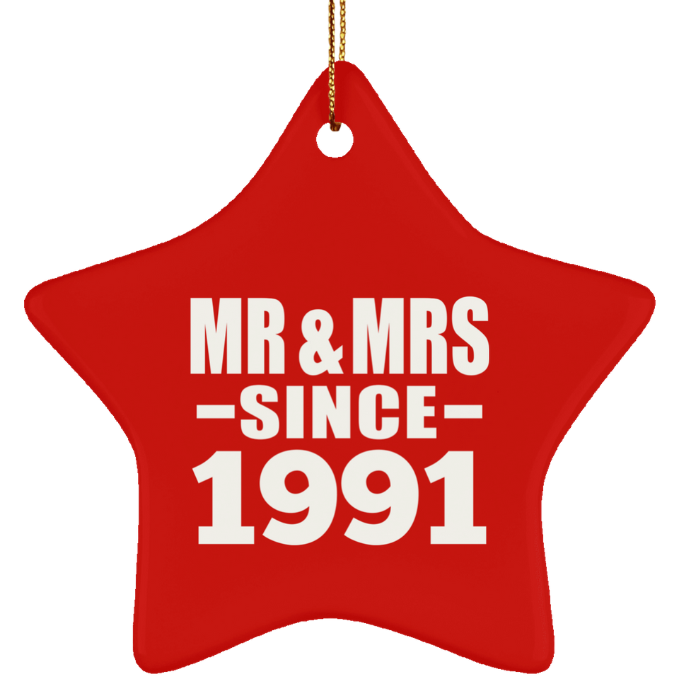33rd Anniversary Mr & Mrs Since 1991 - Star Ornament