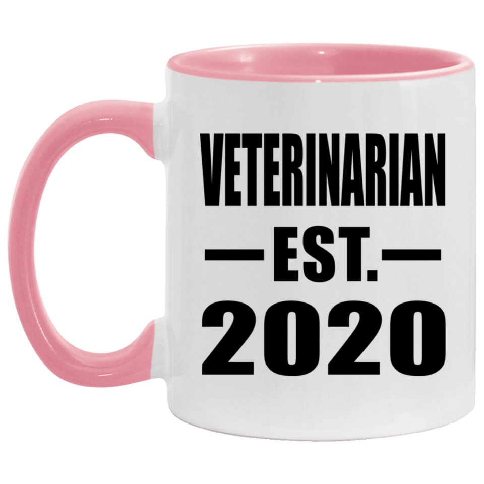 Veterinarian Established EST. 2020 - 11oz Accent Mug Pink