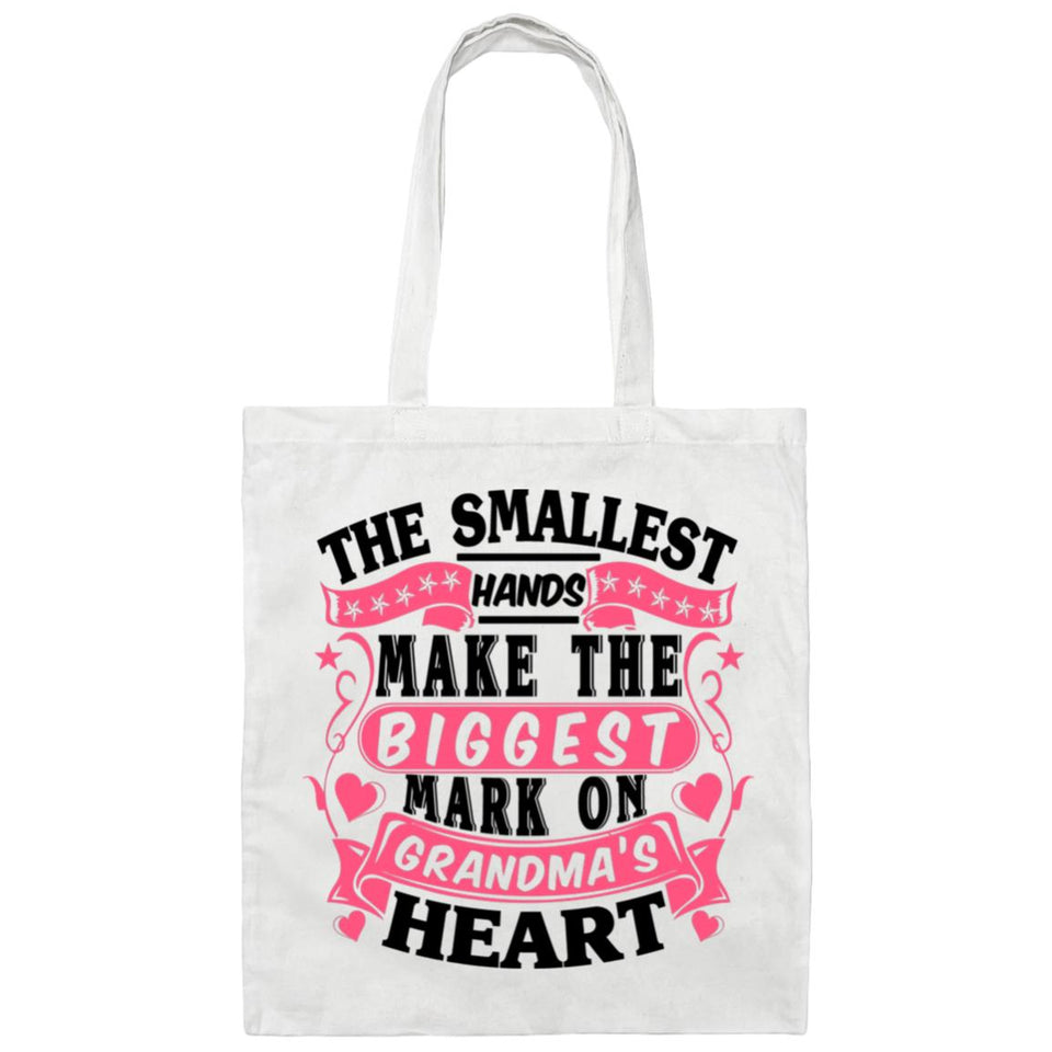 The Smallest Hands Make The Biggest Mark On Grandma's Heart - Tote Bag White