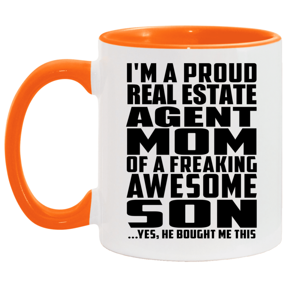 Proud Real Estate Agent Mom Of Awesome Son - 11oz Accent Mug Orange