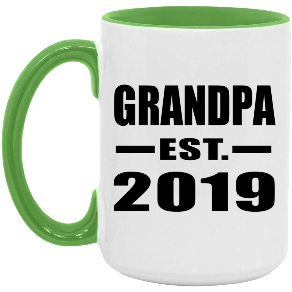 Grandpa Established EST. 2019 - 15oz Accent Mug Green