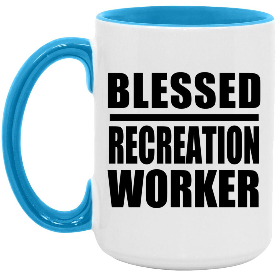 Blessed Recreation Worker - 15oz Accent Mug Blue