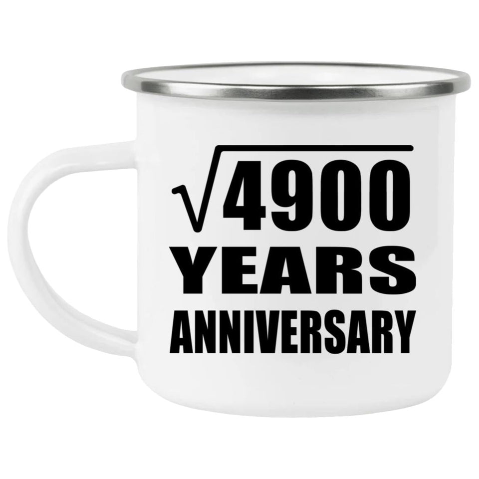 70th Anniversary Square Root of 4900 Years Anniversary - 12oz Camping Mug