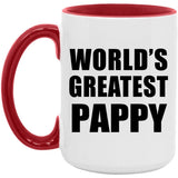World's Greatest Pappy - 15oz Accent Mug Red