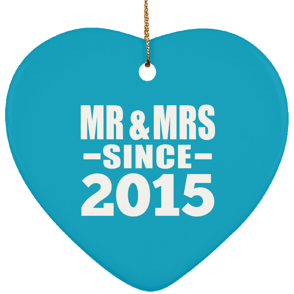 9th Anniversary Mr & Mrs Since 2015 - Heart Ornament