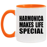 Harmonica Makes Life Special - 11oz Accent Mug Orange