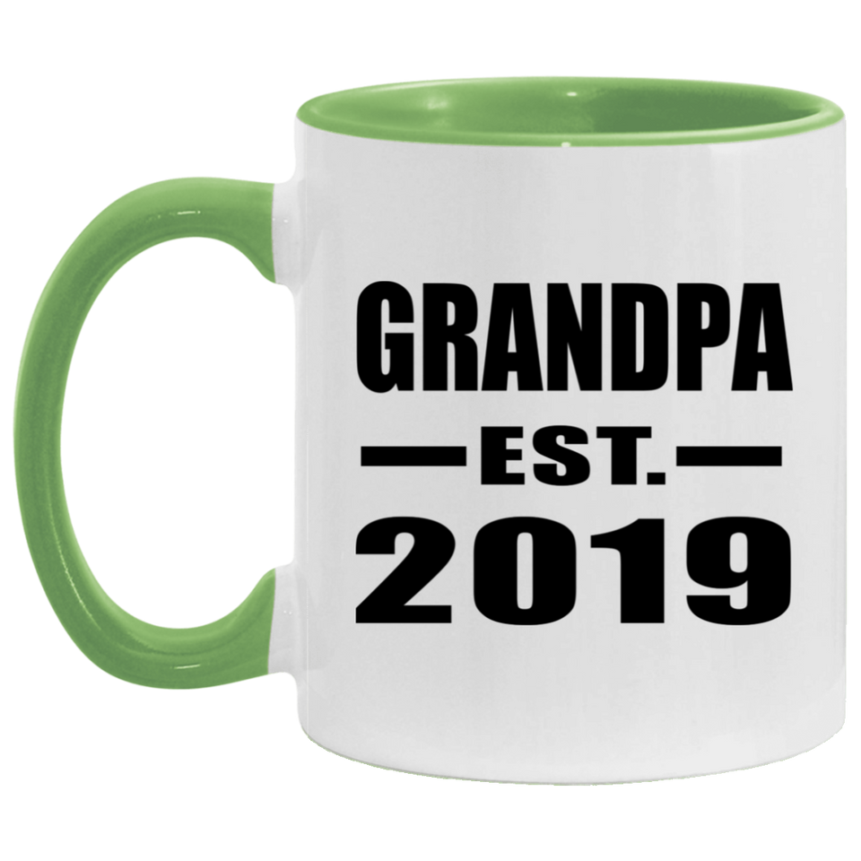 Grandpa Established EST. 2019 - 11oz Accent Mug Green