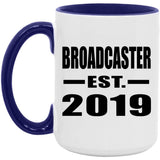 Broadcaster Established EST. 2019 - 15oz Accent Mug Purple