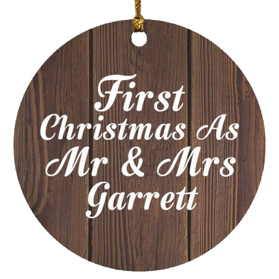 First Christmas As Mr & Mrs Garrett - Circle Ornament D