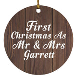 First Christmas As Mr & Mrs Garrett - Circle Ornament D