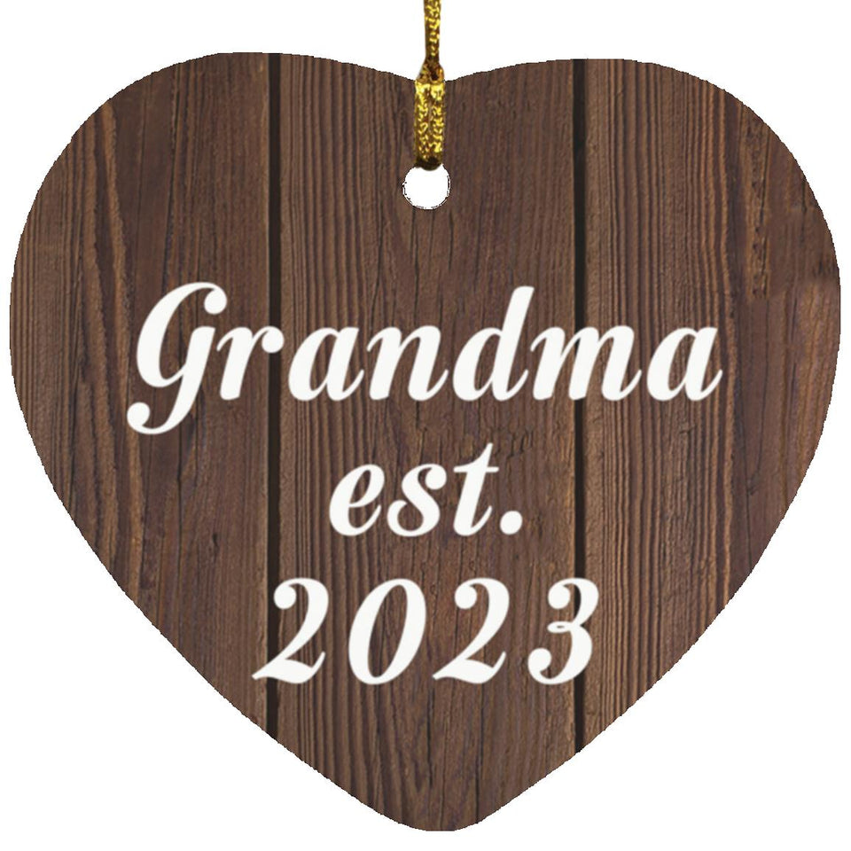 Grandma Established EST. 2023 - Heart Ornament D