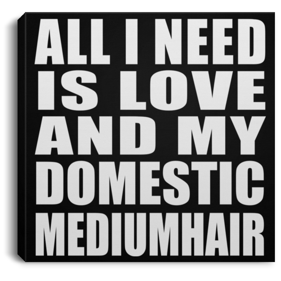 All I Need Is Love And My Domestic Mediumhair - Canvas Square