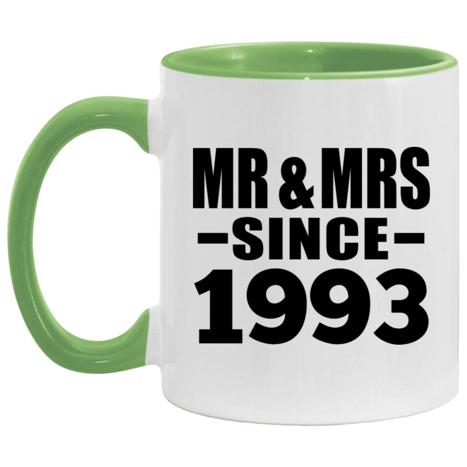 31st Anniversary Mr & Mrs Since 1993 - 11oz Accent Mug Green