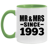 31st Anniversary Mr & Mrs Since 1993 - 11oz Accent Mug Green