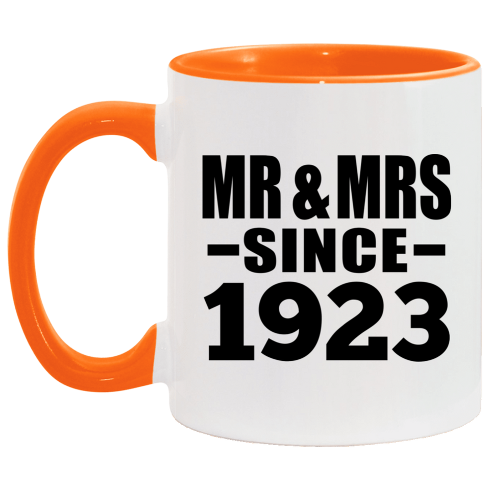 101st Anniversary Mr & Mrs Since 1923 - 11oz Accent Mug Orange