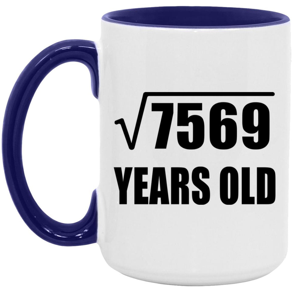 87th Birthday Square Root of 7569 Years Old - 15oz Accent Mug Purple
