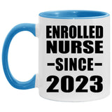 Enrolled Nurse Since 2023 - 11oz Accent Mug Blue