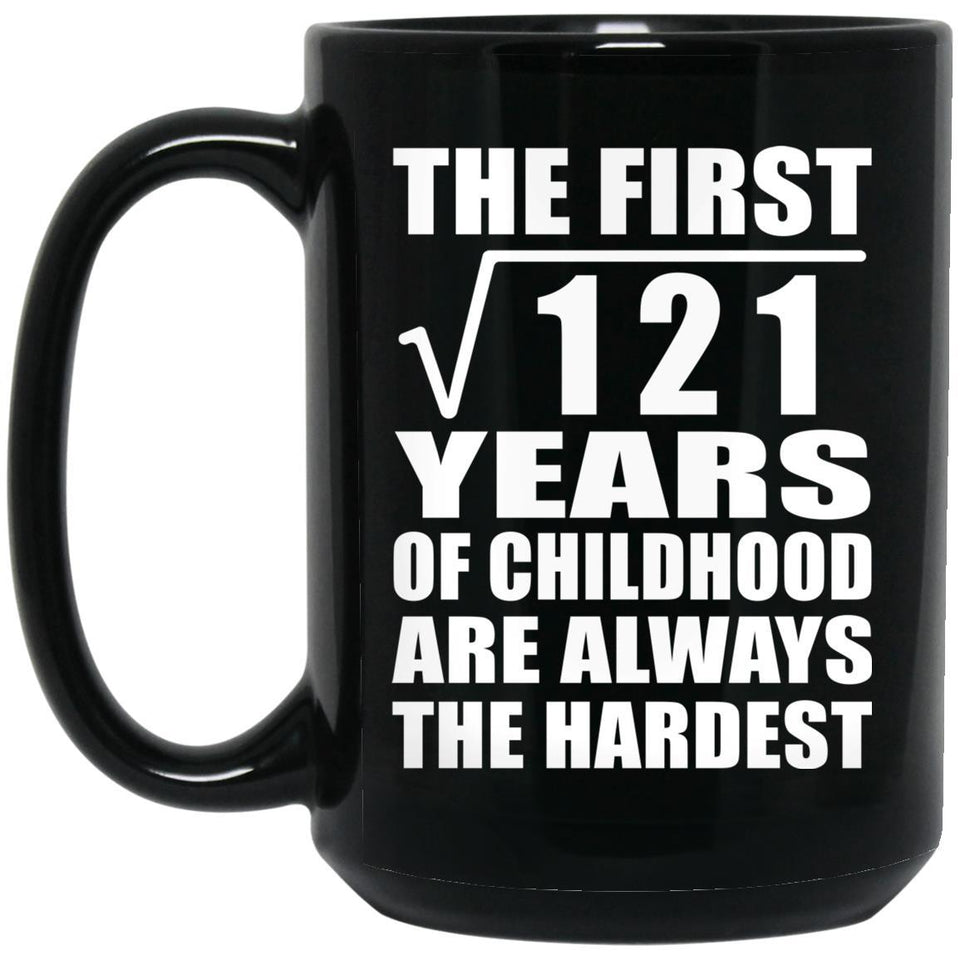 11th Birthday Square Root of 121 Years of Childhood - 15oz Coffee Mug Black