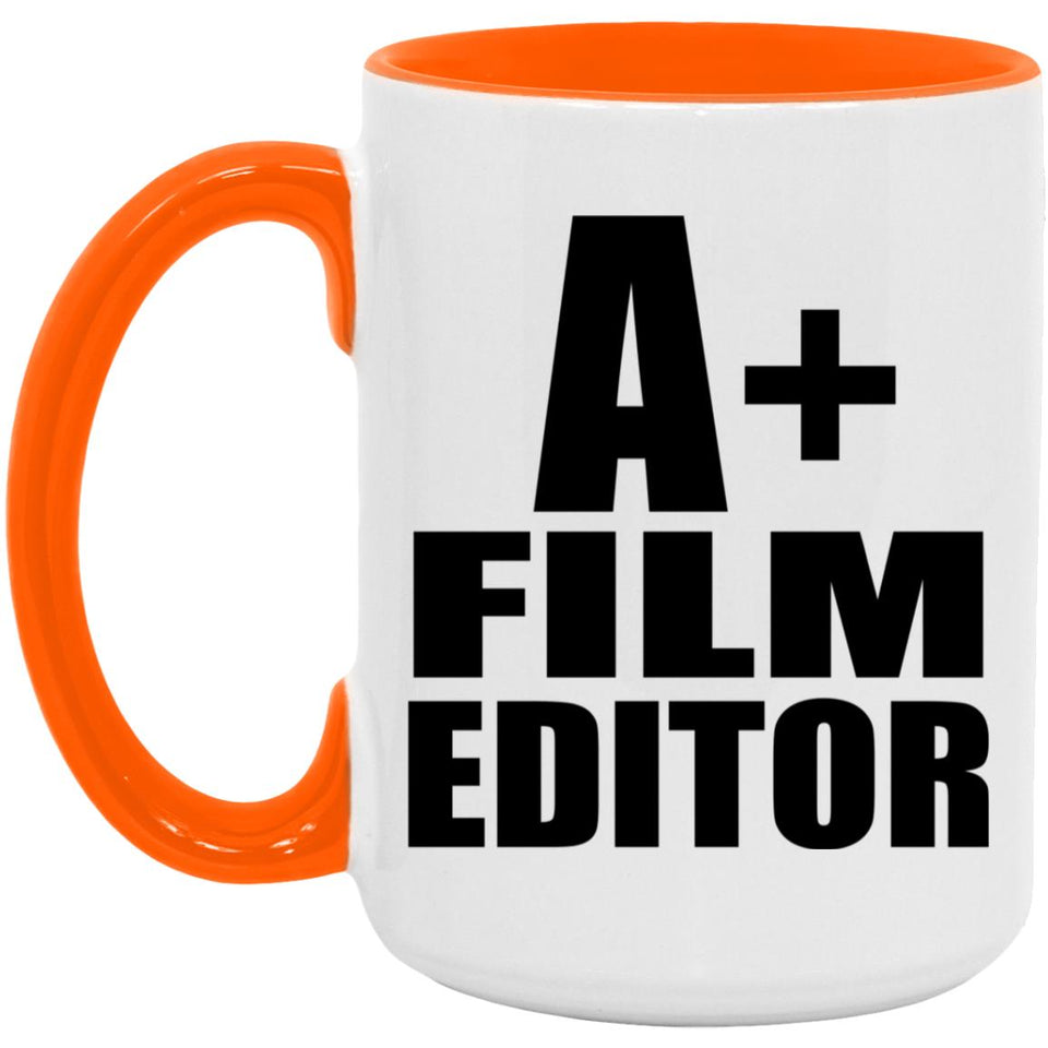 A+ Film Editor - 15oz Accent Mug Orange