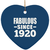 104th Birthday Fabulous Since 1920 - Heart Ornament