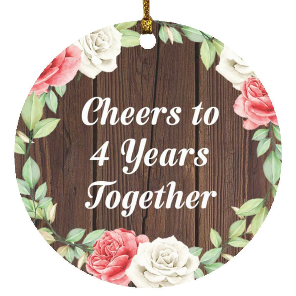 4th Anniversary Cheers To 4 Years Together - Circle Ornament A