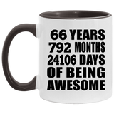 66th Birthday 66 Years 792 Months 24106 Days Of Awesome - 11oz Accent Mug Black