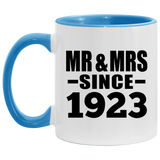 101st Anniversary Mr & Mrs Since 1923 - 11oz Accent Mug Blue